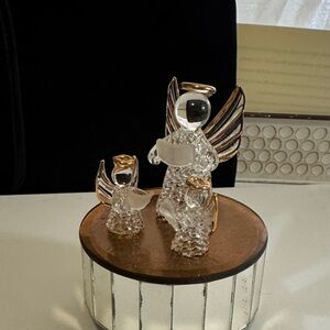 Elegant Glass Angel Figurine Music Box with Gold Accents
